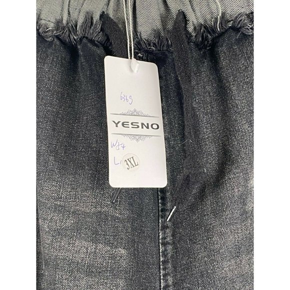 YESNO PW2 Women Cropped Pants Floral Jeans Embroidered Wide Size 3XL, NWT - Picture 6 of 11